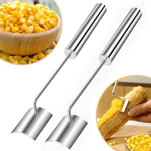 Asunby 2 Pieces Of Stainless Steel Corn Peeler, Kernel Stripper Cob Remover For Kitchen & Outdoor Dining