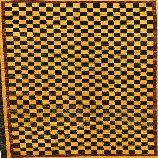 Ahgly Company Tapis d'Intérieur Carrés Abstraits à Carreaux Rouges, 6 Pieds Carré