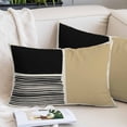 thumbnail image 2 of Beige Throw Pillow Covers, Modern Abstract Art Farmhouse Striped Soft Breathable Pillow Cases with Invisible Zipper for Sleeping, Queen Size Pillowcases for Couch Bed Sofa Chair 20x30 Inches, 2 of 9