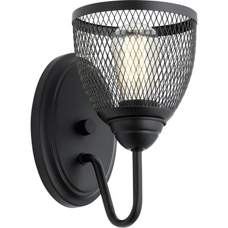 

1 Light Modern Farmhouse Steel Wall Bracket with Mesh Shade-10.5 inches H By 6 inches W-Black Finish Bailey Street Home 147-Bel-4187572