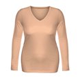 thumbnail image 2 of Emmalise Women's Junior and Plus Size Vneck Tshirt Long Sleeves Shirt Tee, 1xl, Peach, 2 of 2