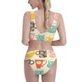 thumbnail image 3 of Daiia Vintage Cup printed 2 piece Swimsuit Bikinis for Women High Waisted Racerback Bathing Suits Summer Tummy Control Scoop Neck Swimwear-Medium, 3 of 8