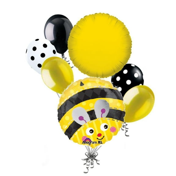7 pc Happy Buzzy Bee Balloon Bouquet Party Decoration Happy Birthday Baby Shower B