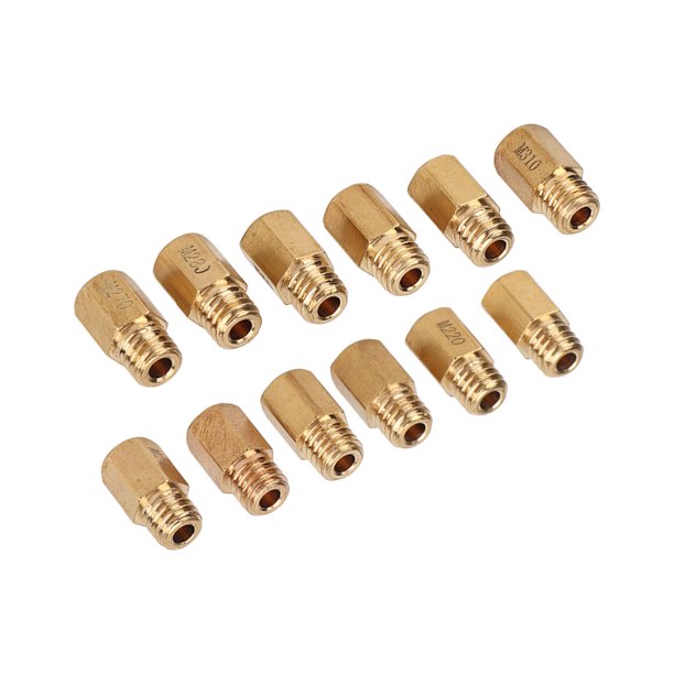 Boquilla principal del carburador Aramox 12 piezas / juego Kit de boquilla principal del carburador de inyección principal de latón Reemplazo para Mikuni VM TM TMX 210-320 ANGGREK Otros