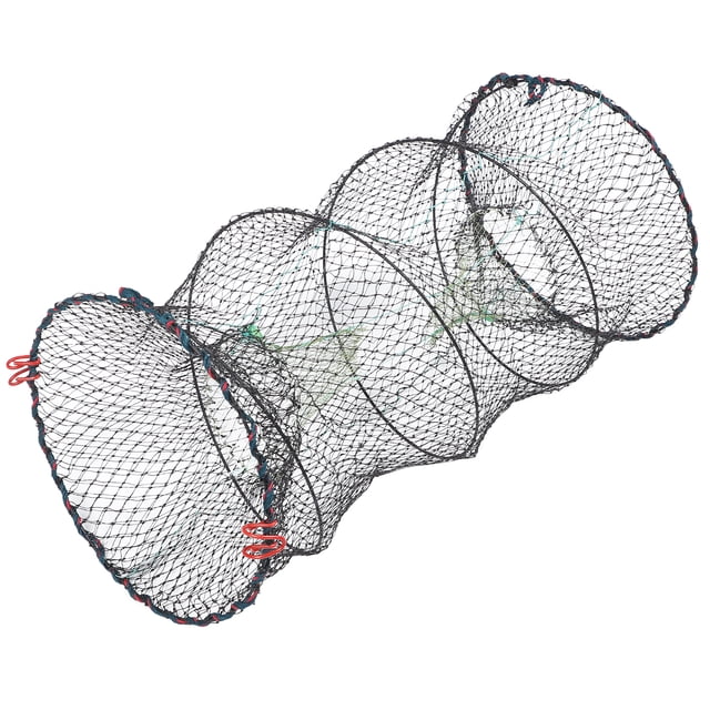 1PC Foldable Bait Cast Mesh Trap Net Portable Fishing Landing Net Shrimp Cage for Fish Lobster Prawn Crayfish Crab (Dense Mesh, Big Size)
