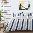 thumbnail image 3 of Navy Blue White Stripes Duvet Cover Set Full Size, Minimalist Abstract Vertical Striped 4 Piece Soft Microfiber Bedding Set with 1 Duvet Cover, 1 Flat Sheet, 2 Pillowcases, 3 of 9