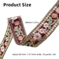 thumbnail image 2 of 10 Yards 1.57 Inch Flower Jacquard Ribbon Embroidered Sequin Beads Red Embroidery Trim Tape Boho Floral Fabric Applique Ribbons for Sewing Making Crafts Clothes Christmas Embellishment Decor, 2 of 9