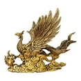 thumbnail image 2 of Phoenix Figurine Brass Statue Copper Ornament Prosperity Symbol Housewarming Gift Living Room Desk, 2 of 9