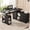 Black, variant on 55" L Shaped Electric Standing Desk, Height Adjustable Sit Stand Executive Desk with File Cabinet, Storage Shelves & Drawers, Built-in Power Outlet & USB Ports, Corner Computer Desk for Home Office