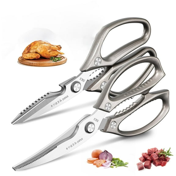 Kitchen Scissors Set, All Purpose Heavy Duty Poultry Shears, Ultra Sharp Japanese Meat Scissors, Dishwash Safe Stainless Steel Comfort Grip Handle Kitchen Shears for Food, Chicken Bones, Turkey
