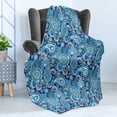 thumbnail image 4 of Paisley Soft Flannel Fleece Throw Blanket, Traditional Pattern Design Flowers Leaves and Dots Backgrounded Artwork Print, Cozy Plush for Indoor and Outdoor Use, 60" x 80", Blue, by Ambesonne, 4 of 5