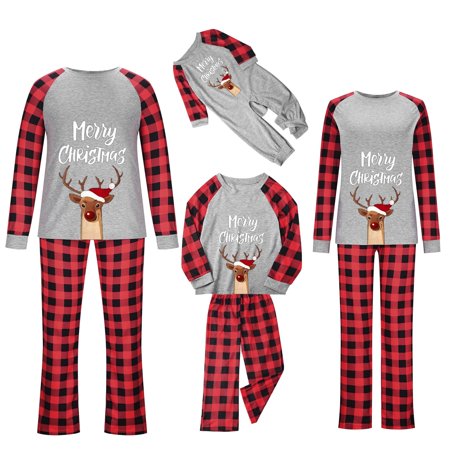 

YWDJ Family Christmas Pajamas Matching Sets Christmas Parent-Child Outfit Baby Printed Family Matching Pajamas Crawl Gray(Gray Toddler 9M)