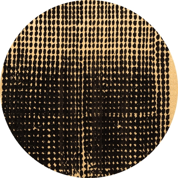Ahgly Company Indoor Round Abstract Brown Modern Area Rugs, 4' Round