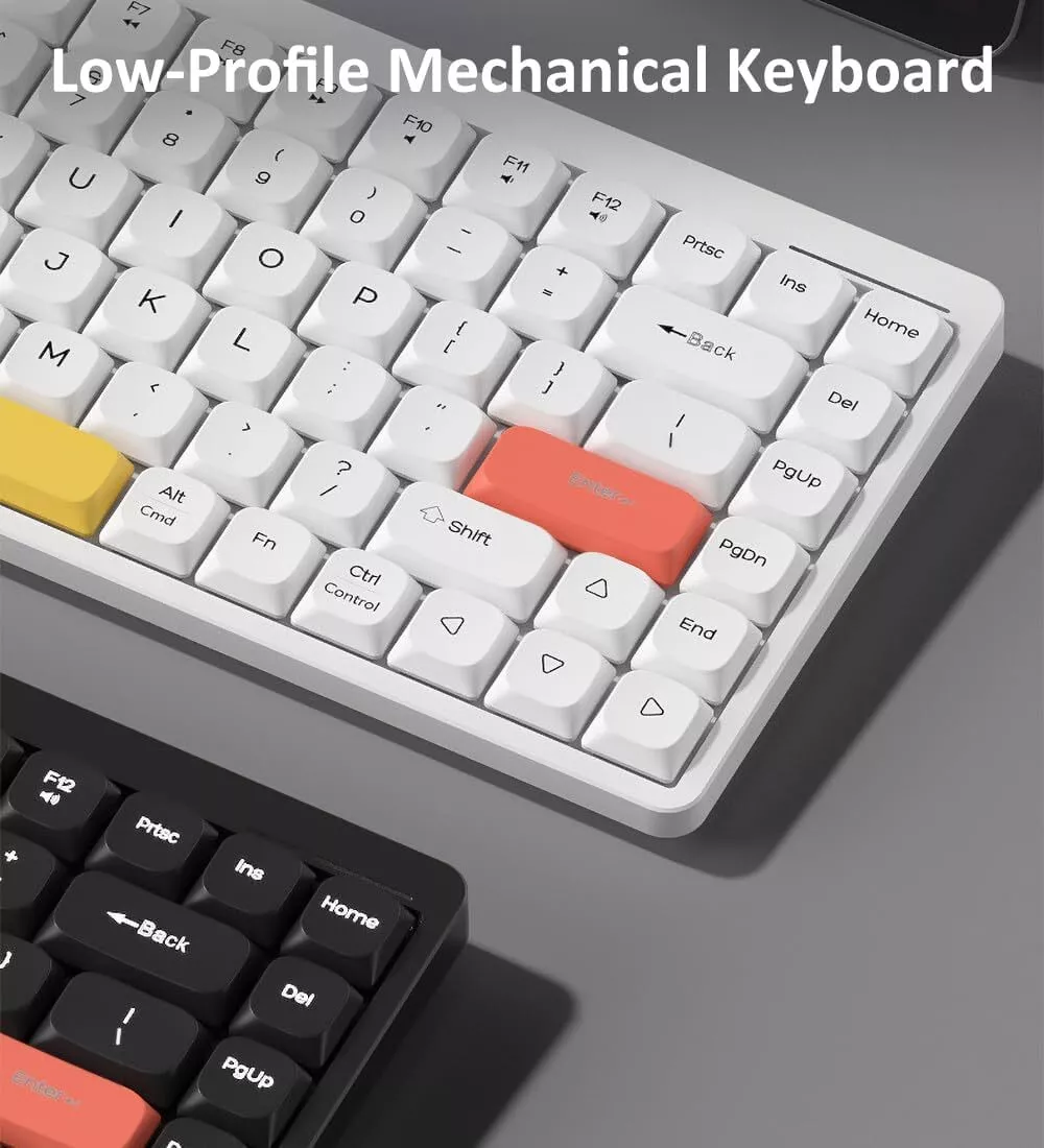 Wireless Mechanical Keyboard 2.4G/Bluetooth Ultra-Slim Low Profile Red Switch White