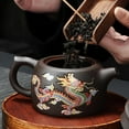 thumbnail image 5 of Temperature Change Teapot Set with Dragon Phoenix Design Purple Clay Construction for Gongfu Tea Ceremony, 5 of 7