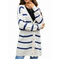 thumbnail image 2 of Womens Striped Cardigan Sweaters Long Sleeve V Neck Open Front Button Down Knit Cardigan Cream White L, 2 of 9