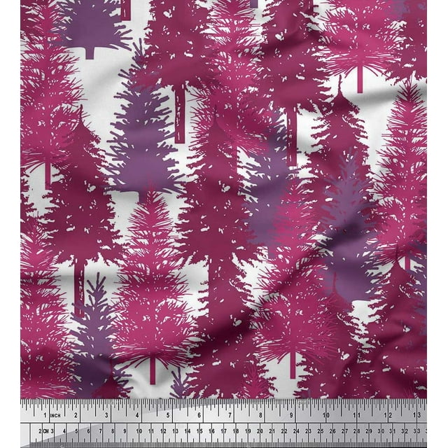 Soimoi Moss Georgette Fabric Cedar Tree Decor Fabric Printed Yard 42 Inch Wide