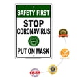 thumbnail image 4 of Stop Safety First Contagious Disease Cover Your Face Novelty Display Unique Office Notice Outdoor Health and Safety Aluminum Metal Sign 12"x18", 4 of 5