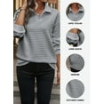 thumbnail image 4 of DOKOTOO Womens Pullovers Sweatshirts Fall Sweatshirts Textured Long Sleeve Lapel Neck Shirts Sweatshirts Gray S US4-6, 4 of 7