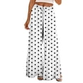 thumbnail image 3 of Danhjin Women's Polka Dot Pants Wide Leg High Elastic Waist with Drawstring Print Fashion Flowy Palazzo Loose Vacation Trousers, 3 of 6