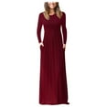 thumbnail image 2 of GZWYHT Robes pour Femmes 2025, Robes Maxi Décontractées pour Femmes à Manches Longues à Col Rond Unies Robe Longue Débardeur Robe à Manches Longues, Robes Modestes, Robe Bordeaux, Commodes en Liquidation m, 2 of 9