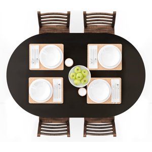 Umineux Oval Fitted Vinyl Tablecloth with Elastic Edge, Black