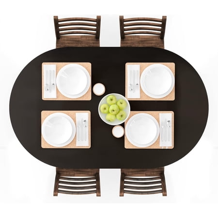 Umineux Oval Fitted Vinyl Tablecloth with Elastic Edge, Black
