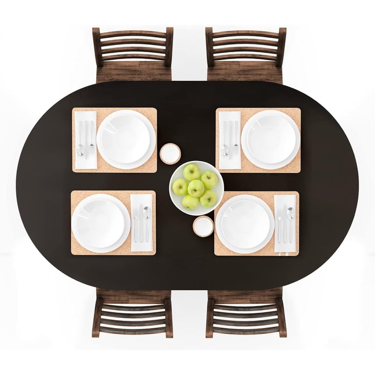 Umineux Oval Fitted Vinyl Tablecloth with Elastic Edge, Black photo 1