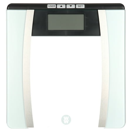 Weight Watchers by Conair Body Analysis Glass Bathroom Scale, Measures Body Fat, Body Water, Bone Mass & BMI, 4 User Memory, 400 Lbs. Capacity WW701YF