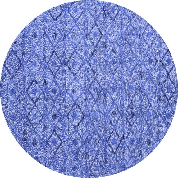 Ahgly Company Indoor Round Abstract Blue Modern Area Rugs, 7' Round
