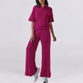 thumbnail image 2 of Nmmued Lounge Sets for Women, Pants Sets Women 2 Piece Outfits, Collared Shirts for Women, Wide Leg Pants Woman, Summer Outfits for Women, Hot Pink XL, 2 of 4
