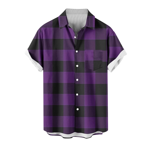 Mens Casual Manga Corta Botón Abajo Camisas, Cuello de Vuelta Impresión para el Verano, Al Aire Libre Y Desgaste Casual