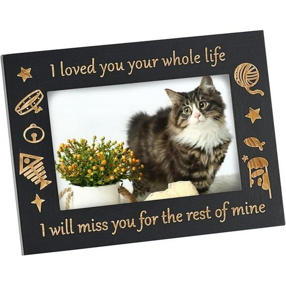 Cat Memorial Picture Frame 5.9x7.87inch I Loved You Your Whole Life Cat Gift Photo Frame Rectangle Wood Photo Frame with Plastic Finding Pet Memorial Keepsake Frame for DIY Cats That Passed