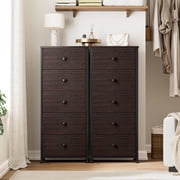 GUNAITO 5 Drawer Dresser for Bedroom Tall Narrow Chest of Drawers Fabric Storage Dresser for Adults,Brown