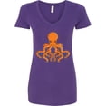 thumbnail image 3 of Inktastic Orange Octopus Women's V-Neck T-Shirt, 3 of 5