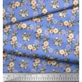 thumbnail image 2 of Soimoi Blue Poly Georgette Fabric Begonia & Peony Floral Fabric Prints By Yard 52 Inch Wide, 2 of 3