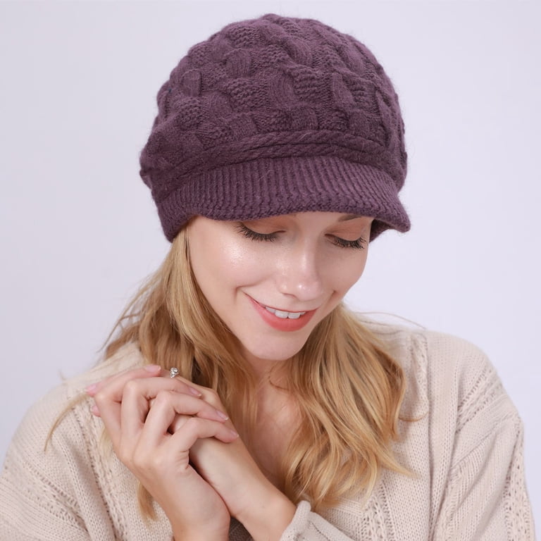 Women\'s 4 Pack Pink Gray Purple Black Brim Wool Ski Winter Beanie Knit Hats Caps Berry Patch Beanie – Ski Like a Girl main image 4