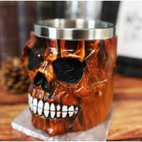 Ebros Inferno Fire Skull Face Drinking Coffee Mug Beverage Drinkware 6.25"W
