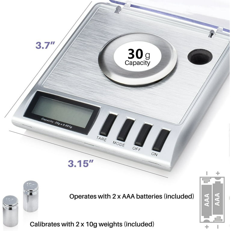 Accurate 0.001g- Digital Milligram Scale With Calibration Weights