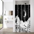 thumbnail image 3 of Stall Shower Curtain 36Wx72HInch Narrow Partition Fabric Water Resistant Shower Curtain, Black and White Hippie Moon Boho Wild Flower Shower Curtain Set, 3 of 5