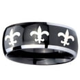 thumbnail image 2 of Tungsten Multiple Fleur De Lis 8mm Glossy Black 2 Tone Dome Polished Edges Men Ring, 2 of 2