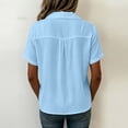 thumbnail image 5 of Edvintorg Button Down Shirts for Women Cotton Linen Turndown Collar Loose Tops Summer Short Sleeve Lightweight Casual Blouse Trendy Womens Clothes Light Blue XXL, 5 of 9