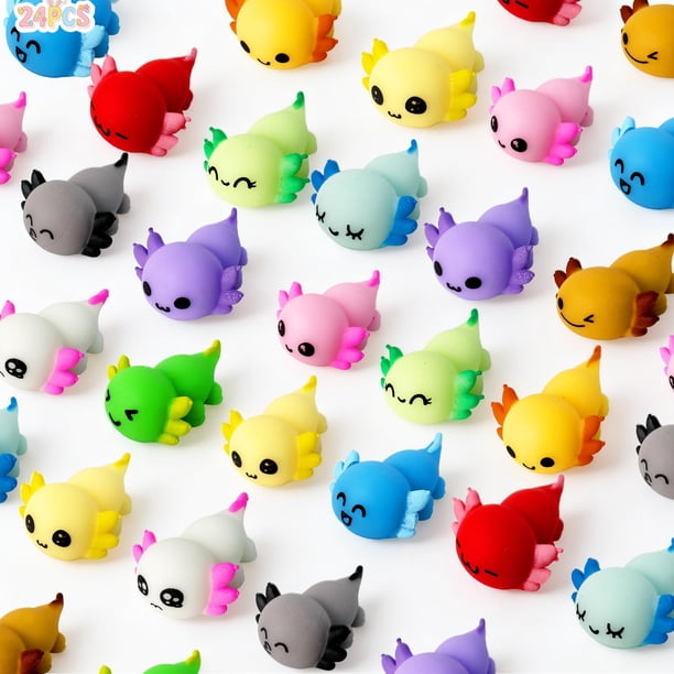 Pack de 24 juguetes antiestrés mochi squishy de ajolote DKJOAZ