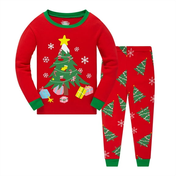 Kids Christmas Pajamas 100% Cotton Long Sleeve Toddler Snowman Xmas Pjs Childrens Christmas Jammies Clothes 3-10T