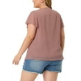 thumbnail image 3 of Agnes Orinda Women's Plus Size Summer Tops V Neck Flare Sleeve Swiss Dots Blouse 3X Pink, 3 of 7