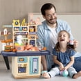 thumbnail image 2 of 14.2X11.8X5.3 Inches Blue Children Kitchen Set With Spray Function Light Effects 32 Cooking Accessories Role Play Toy For Kids Blue, 2 of 8