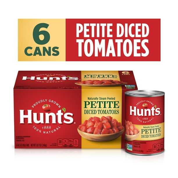 Hunt's Petite Diced Tomatoes 100 Natural Chopped Tomatoes, 14.5 Oz, 6