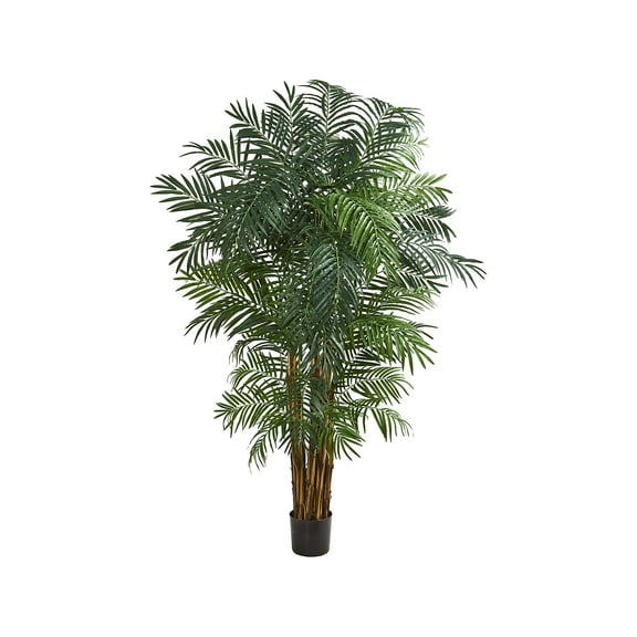 Nearly Natural 84" Areca Palm Artificial Tree with Thin Leafy Fronds Green/Black