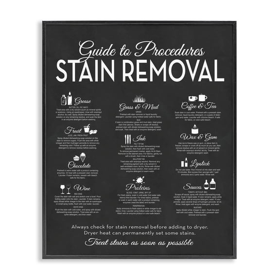 Stupell Industries Eclectic Guide to Stain Removals Black Framed Giclee Art, 16 x 20, by Lettered and Lined