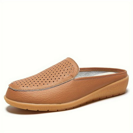 

Women s Comfortable Slip On Closed Toe Flat Slide Shoes Perforated Mules Breathable Outdoor Slides